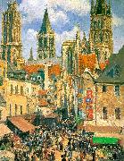 Camille Pissaro The Old Market Town at Rouen oil painting artist